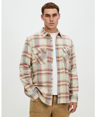 Brixton - Bowery LS Flannel - Shirts & Polos (White Smoke, Yellow & Casa Red) Bowery LS Flannel