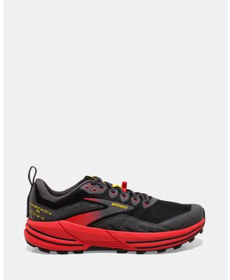 Brooks - Cascadia 16   Men's - Outdoor Shoes (Black, Fiery Red & Yellow) Cascadia 16 - Men's