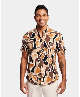 Brooksfield - Abstract Print Casual Shirt - Casual shirts (Brown) Abstract Print Casual Shirt