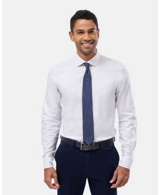 Brooksfield - Herringbone Check Slim Fit Shirt - Shirts & Polos (WHITE) Herringbone Check Slim Fit Shirt
