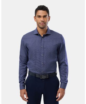 Brooksfield - Mini Windowpane Slim Fit Shirt - Shirts & Polos (Navy) Mini Windowpane Slim Fit Shirt