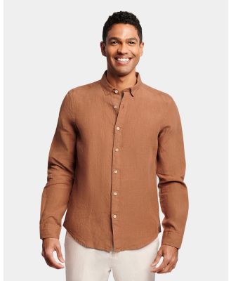 Brooksfield - Plain Linen Casual Shirt - Casual shirts (Rust) Plain Linen Casual Shirt