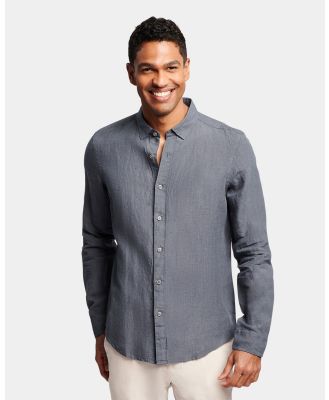 Brooksfield - Plain Linen Casual Shirt - Casual shirts (SHADOW) Plain Linen Casual Shirt