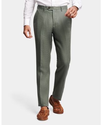 Brooksfield - Sleek Linen Trouser - Pants (ARMY) Sleek Linen Trouser