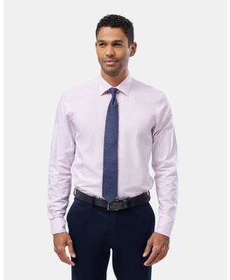 Brooksfield - Textured Plain Regular Fit Business Shirt - Shirts & Polos (Lilac) Textured Plain Regular Fit Business Shirt