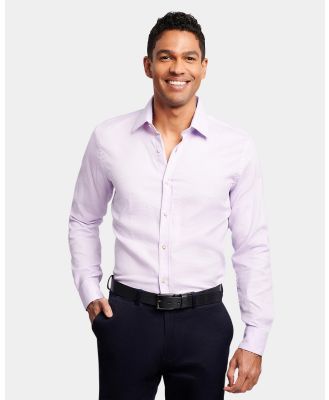 Brooksfield - Tonal Textured Slim Fit Dress Shirt - Shirts & Polos (Lilac) Tonal Textured Slim Fit Dress Shirt