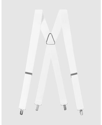 Buckle - Plain 35mm X Back Braces - Suspenders (White) Plain 35mm X Back Braces