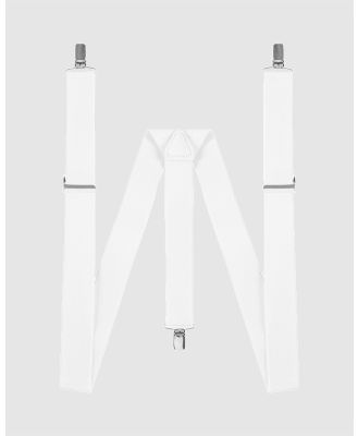 Buckle - Plain 35mm Y Back Braces - Suspenders (White) Plain 35mm Y Back Braces