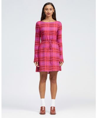 bul - Ceol Mini Dress - Printed Dresses (Pink Warped Check Print) Ceol Mini Dress