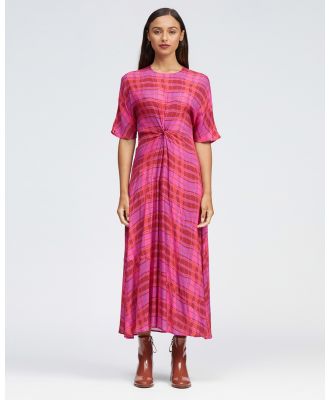 bul - Heden Midi Dress - Printed Dresses (Pink Warped Check Print) Heden Midi Dress