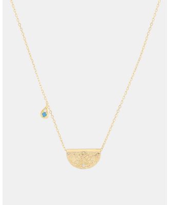 By Charlotte - Gold Lotus Birthstone Necklace   December - Jewellery (Gold) Gold Lotus Birthstone Necklace - December