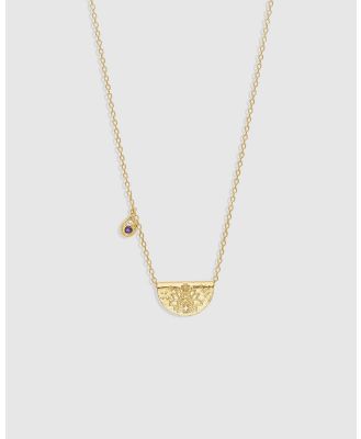 By Charlotte - Gold Lotus Birthstone Necklace   February - Jewellery (Gold) Gold Lotus Birthstone Necklace - February