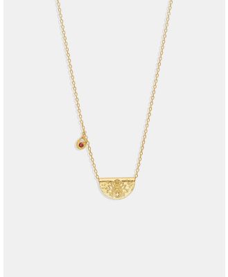 By Charlotte - Gold Lotus Birthstone Necklace   January - Jewellery (Gold) Gold Lotus Birthstone Necklace - January