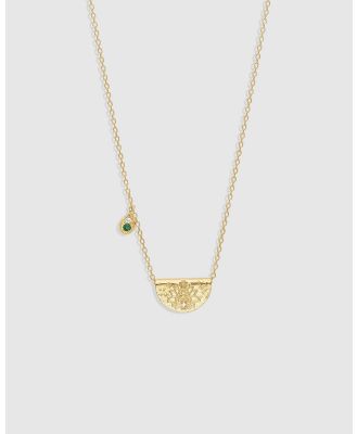By Charlotte - Gold Lotus Birthstone Necklace   May - Jewellery (Gold) Gold Lotus Birthstone Necklace - May