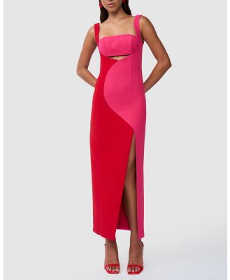 BY JOHNNY. - Caterina Two Tone Curve Midi Dress - Dresses (Pink Red) Caterina Two-Tone Curve Midi Dress