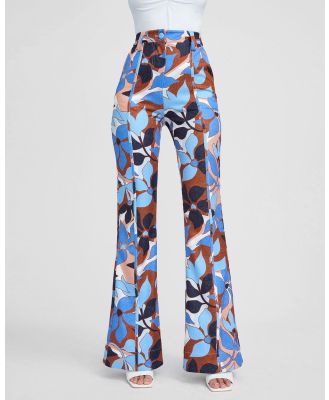 BY JOHNNY. - Ophelia Floral Flare Pants - Pants (Navy Tan Brown Ivory) Ophelia Floral Flare Pants