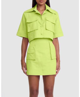 BY JOHNNY. - Pocket Crop Shirt - Cropped tops (Sunny Lime) Pocket Crop Shirt