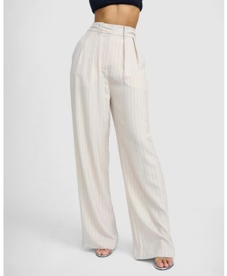 BY JOHNNY. - Rumi Pinstripe Pleat Front Pants - Pants (Oat Black Pinstripe) Rumi Pinstripe Pleat Front Pants