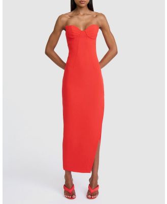 BY JOHNNY. - Sahana Shell Shape Strapless Midi Dress - Dresses (Red) Sahana Shell Shape Strapless Midi Dress