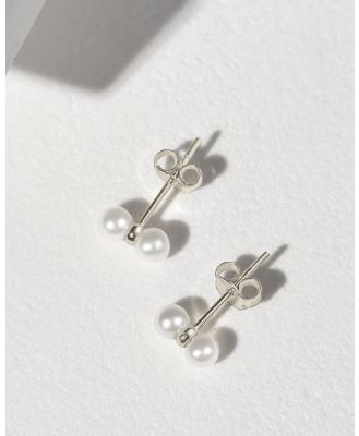 CA Jewellery - Double Pearl Stud Earrings Silver - Jewellery (Silver) Double Pearl Stud Earrings Silver