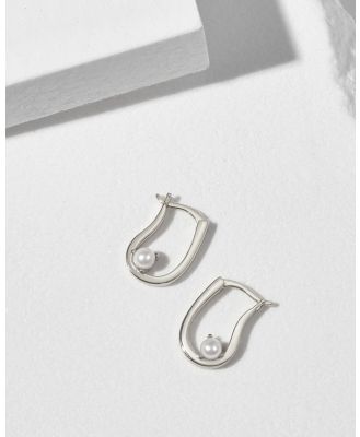CA Jewellery - Irregular Pearl Hoop Earrings Silver - Jewellery (Silver) Irregular Pearl Hoop Earrings Silver
