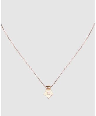CA Jewellery - Letter U Pendant Necklace Rose Gold - Jewellery (Rose Gold) Letter U Pendant Necklace Rose Gold