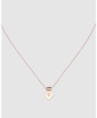 CA Jewellery - Letter V Pendant Necklace Rose Gold - Jewellery (Rose Gold) Letter V Pendant Necklace Rose Gold