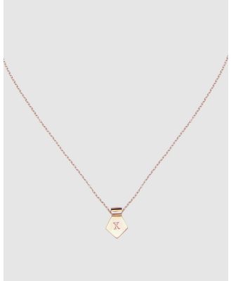 CA Jewellery - Letter X Pendant Necklace Rose Gold - Jewellery (Rose Gold) Letter X Pendant Necklace Rose Gold