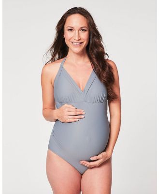Cake Maternity - Iced Tea Fuller Bust One piece Halter Swimsuit (for D G Cups) - One-Piece / Swimsuit (Grey) Iced Tea Fuller Bust One-piece Halter Swimsuit (for D-G Cups)