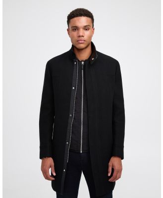 Calibre - Leather Trim Melton Coat - Coats & Jackets (Black) Leather Trim Melton Coat