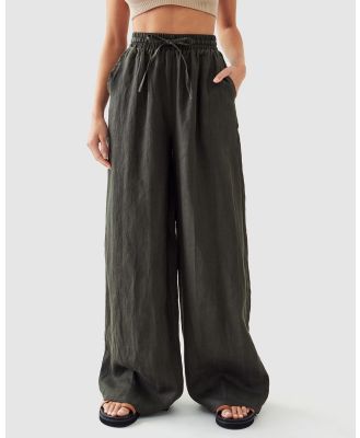 Calli - Linen Pant - Pants (Dark Olive) Linen Pant