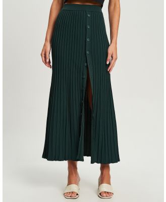 Calli - Pleated Knit Skirt - Skirts (Emerald) Pleated Knit Skirt