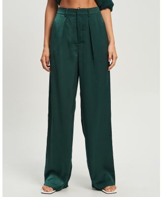 Calli - Satin Pants - Pants (Emerald) Satin Pants