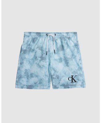 Calvin Klein - Boys Authentic Swim Shorts - Swimwear (Ck Tie Dye Blue Aop) Boys Authentic Swim Shorts