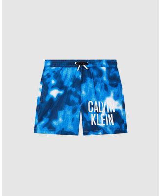 Calvin Klein - Boys CK Monogram Swim Shorts - Swimwear (Ip Blurred Camo Blue) Boys CK Monogram Swim Shorts