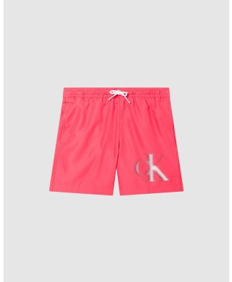 Calvin Klein - Boys CK Monogram Swim Shorts - Swimwear (Pink Flash) Boys CK Monogram Swim Shorts