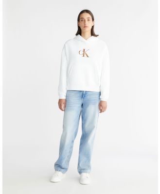 Calvin Klein Jeans - Cotton Monogram Hoodie - Hoodies (Bright White) Cotton Monogram Hoodie