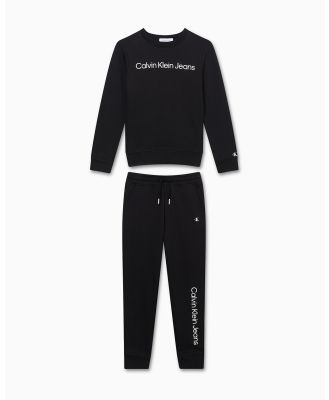 Calvin Klein Jeans - Kids Unisex 8 16 Institutional Logo Jogger Set - Sweats (CK BLACK) Kids Unisex 8-16 Institutional Logo Jogger Set