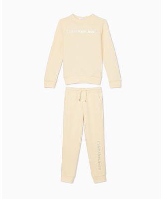 Calvin Klein Jeans - Kids Unisex 8 16 Institutional Logo Jogger Set - Sweats (VANILLA) Kids Unisex 8-16 Institutional Logo Jogger Set