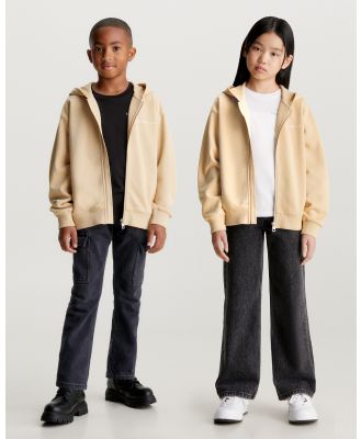 Calvin Klein Jeans - Kids Unisex 8 16 Unisex Relaxed Zip Up Hoodie - Sweats (WARM SAND) Kids Unisex 8-16 Unisex Relaxed Zip Up Hoodie