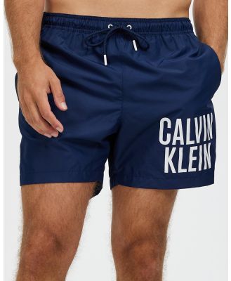 Calvin Klein - Medium Drawstring Print Swim Shorts - Swimwear (Navy Iris) Medium Drawstring Print Swim Shorts