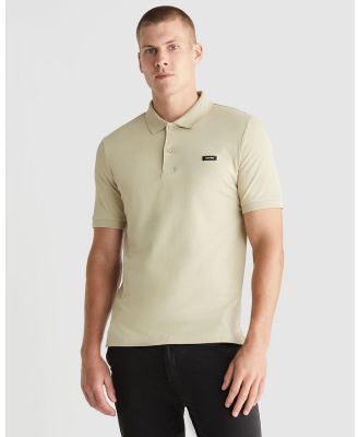 Calvin Klein - Stretch Pique Slim Button Polo - Shirts & Polos (Eucalyptus) Stretch Pique Slim Button Polo