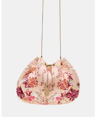 Camilla - Drawstring Pouch With Chain Strap - Handbags (Blossoms And Brushstrokes) Drawstring Pouch With Chain Strap