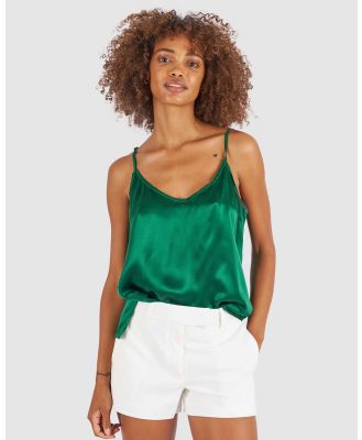 CAMIXA - Cami Silk Satin Camisole - T-Shirts & Singlets (Green) Cami Silk Satin Camisole