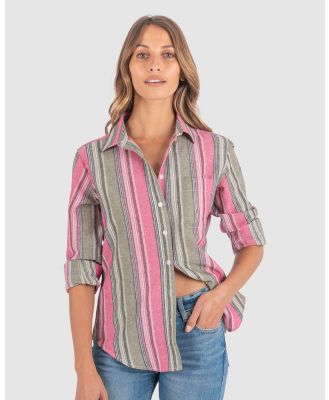 CAMIXA - IRIS Stripes Linen Shirt - Casual shirts (Pink & Green) IRIS Stripes Linen Shirt