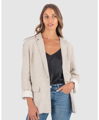 CAMIXA - Jackie Oversized Linen Blazer Jacket - Suits & Blazers (Natural) Jackie Oversized Linen Blazer Jacket