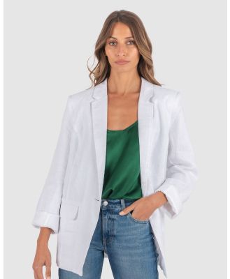 CAMIXA - Jackie Oversized Linen Blazer Jacket - Suits & Blazers (White) Jackie Oversized Linen Blazer Jacket