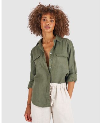 CAMIXA - Lete Linen Shirt - Casual shirts (Green) Lete Linen Shirt