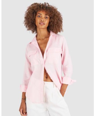 CAMIXA - Lete Linen Shirt - Casual shirts (Pink) Lete Linen Shirt