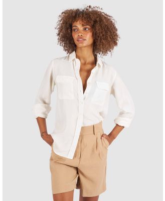 CAMIXA - Lete Silk Shirt - Shirts & Polos (White) Lete Silk Shirt